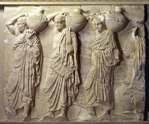 Reliëf met hydria-dragers van de noordelijke fries van het Parthenon, c.447-432 v.Chr.
